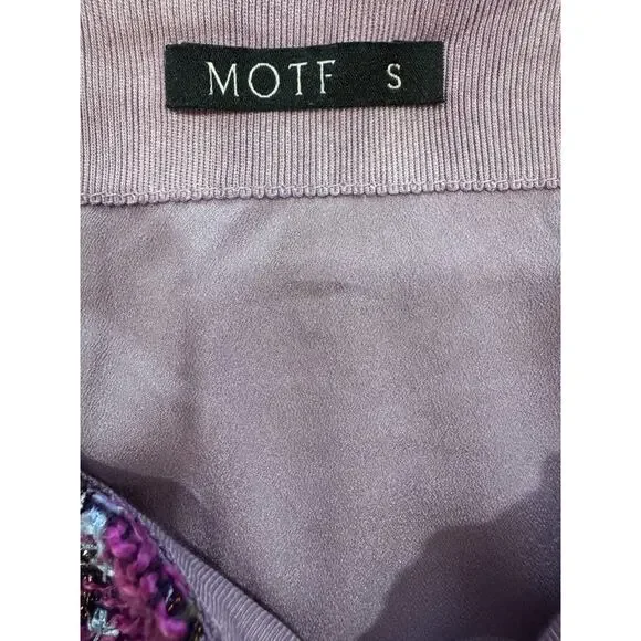 MOTF Tweed Mini Skirt Pink Multicolor Textured High Waist Preppy Chic Size S - Picture 4 of 7